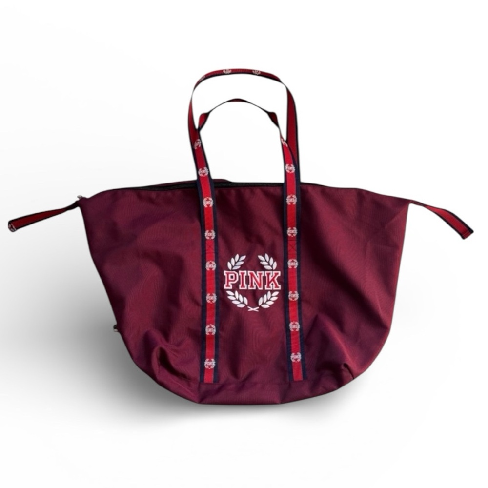 Victoria’s Secret PINK Burgundy Weekender Overnight Tote Bag Gym Travel Maroon